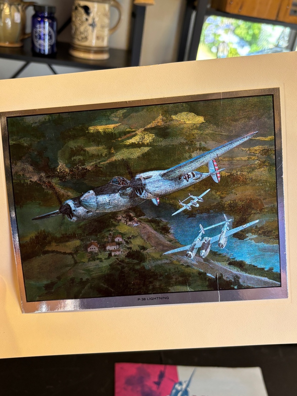 Vintage Aviation Art Prints - Green & Gold Accent Home Art Set World War 2 - Picture 5 of 6